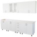 Bucatarie Zebra 260 cm din MDF Alb Lucios cu blat termoizolant imitatie Alb / Bej